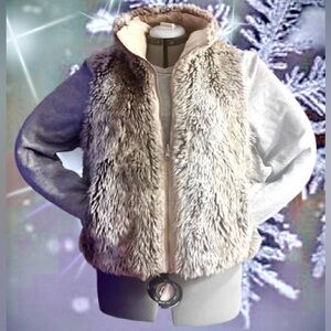 Weatherproof faux fur reversible vest sz Lg